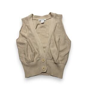 Y2K Charlotte Russe Beige Sleeveless Button-Up Knit Sweater Vest Size Medium